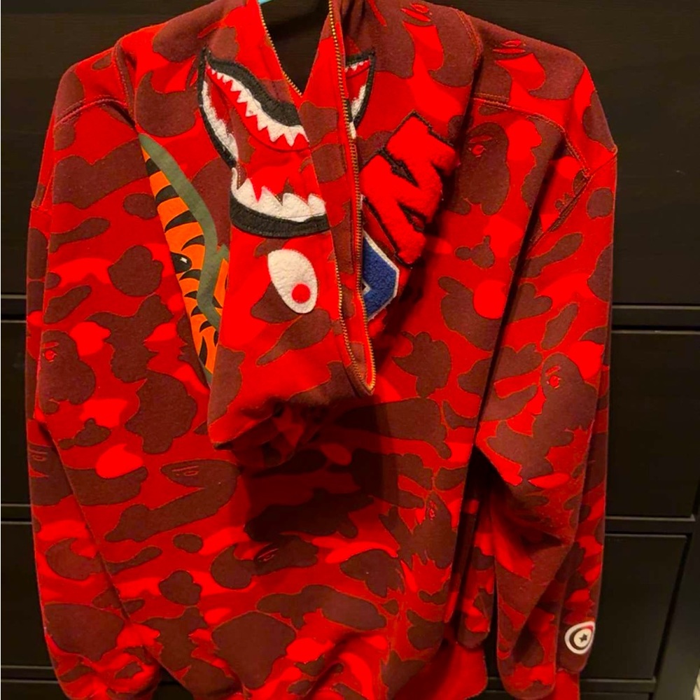Red camo A bathing ape full zip-up / Size : XL